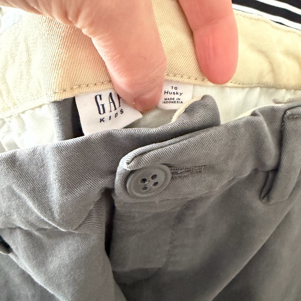 Gap kids husky 16 slim fit style khakis, gray - Picture 2 of 4